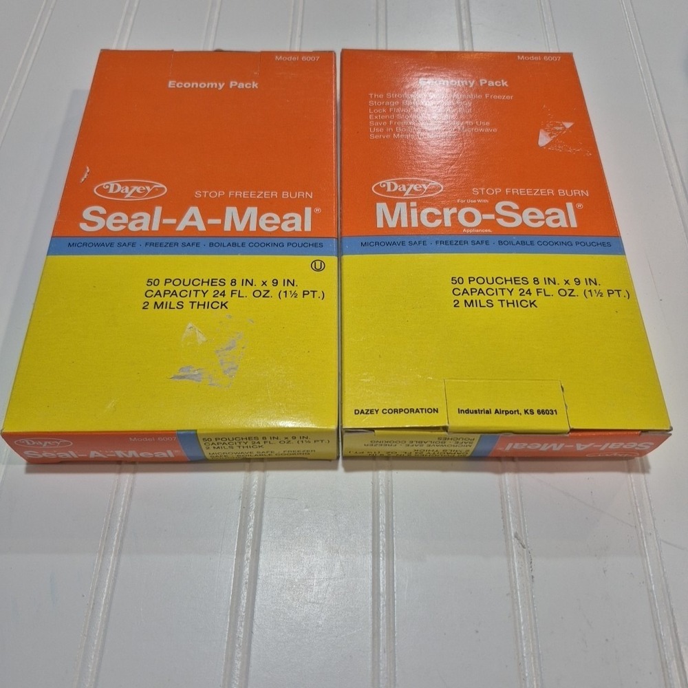 2 boxes  of Vintage Dazey Seal A Meal Model 6007 Cooking 50 Pouches